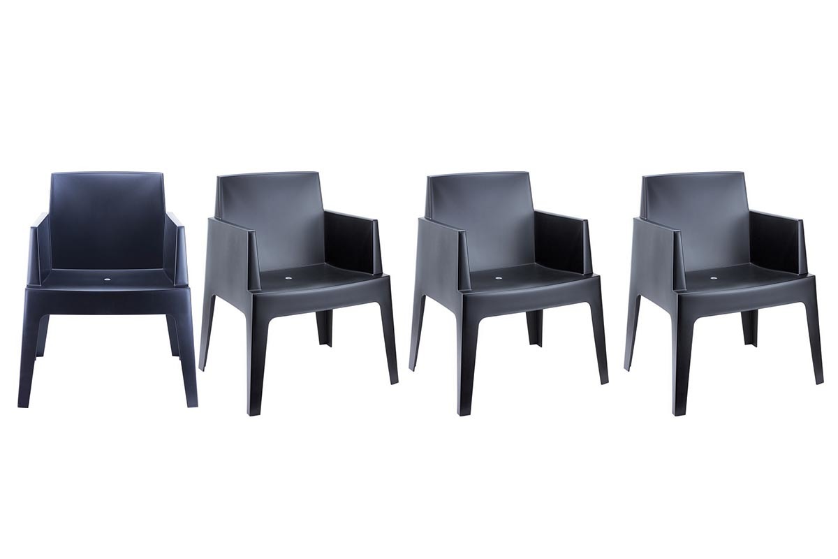 Chaises de jardin design noires Lot de 4 LALI