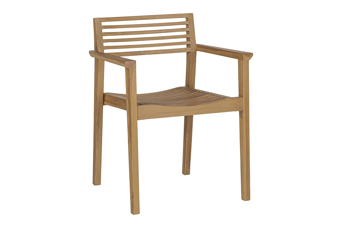 Chaises de jardin empilables en bois teck massif (lot de 2) KAYU