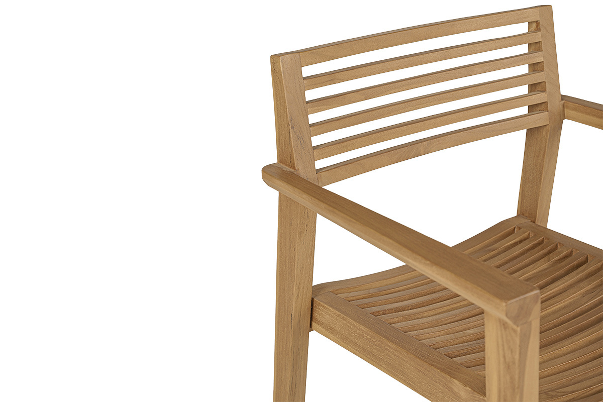 Chaises de jardin empilables en bois teck massif (lot de 2) KAYU