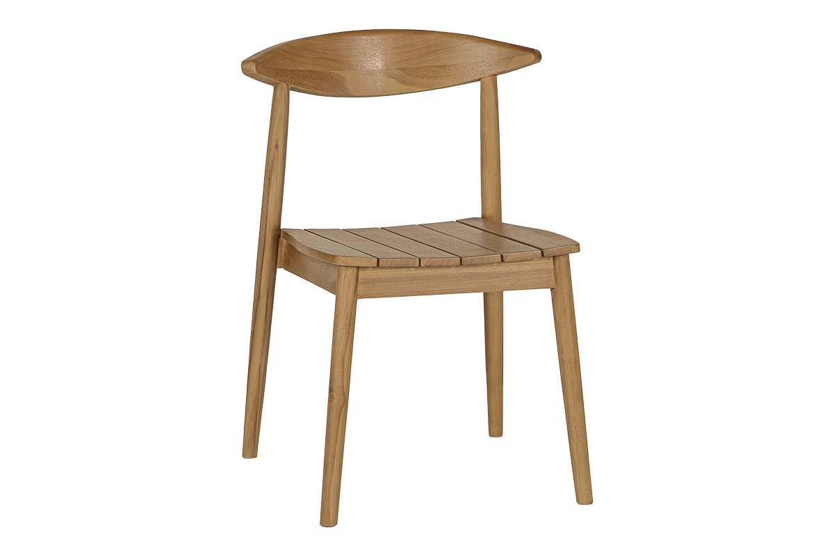 Chaises de jardin empilables en bois teck massif (lot de 2) SAGARA