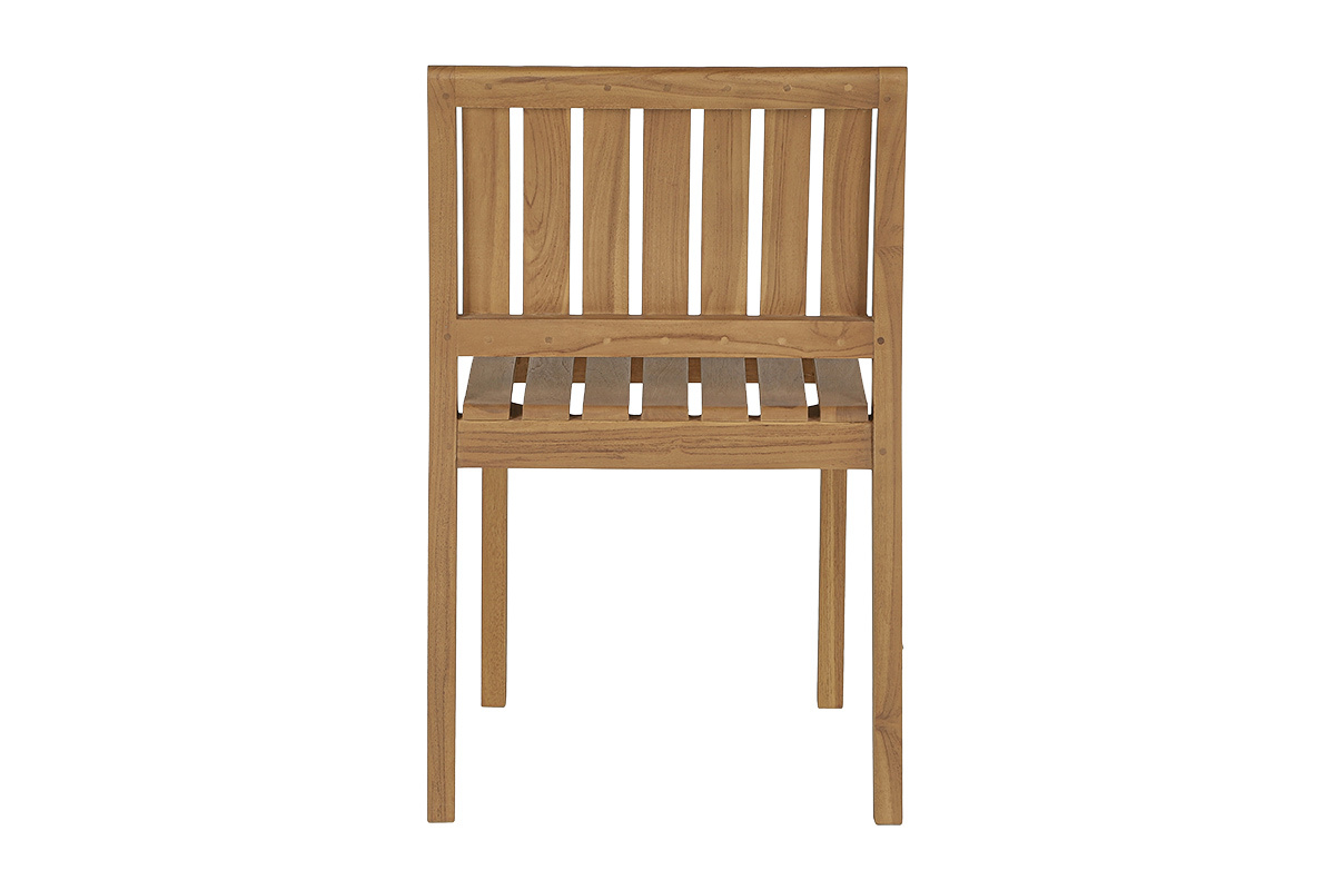 Chaises de jardin empilables en bois teck massif (lot de 2) TECKA