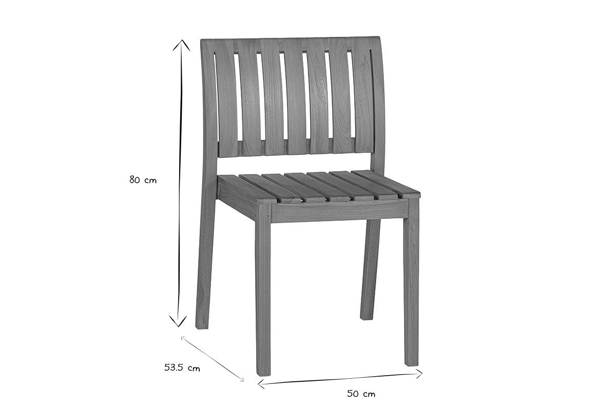 Chaises de jardin empilables en bois teck massif (lot de 2) TECKA