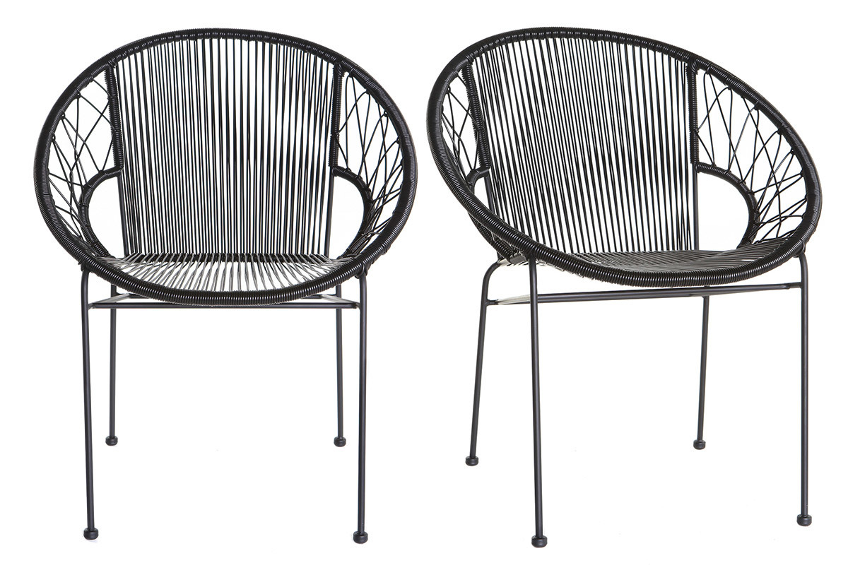 Chaises de jardin en fils de r�sine noir (lot de 2) FIZZ