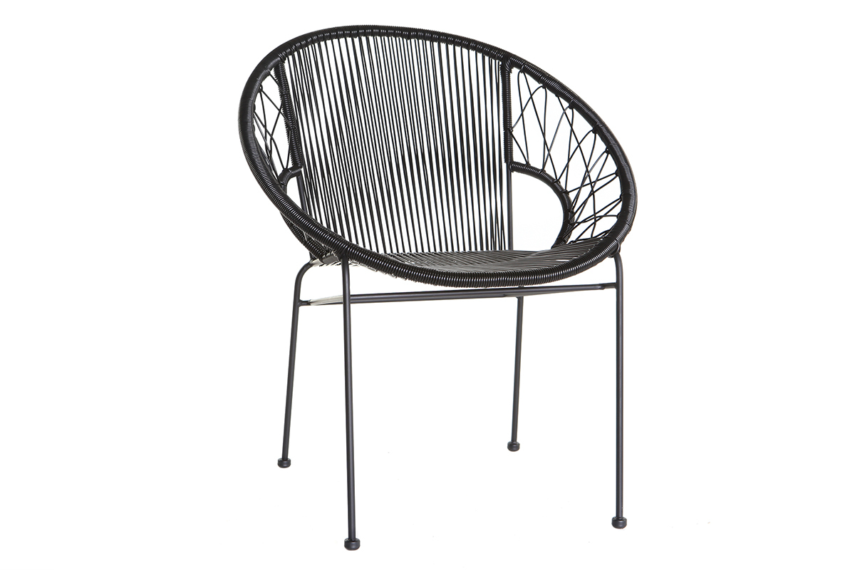 Chaises de jardin en fils de r�sine noir (lot de 2) FIZZ