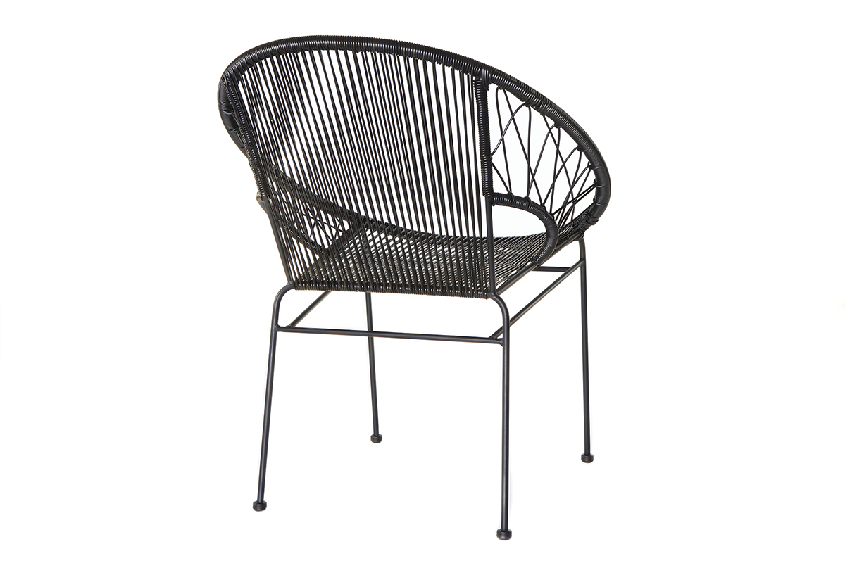 Chaises de jardin en fils de r�sine noir (lot de 2) FIZZ