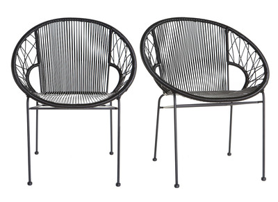Chaises de jardin en fils de r&eacute;sine noir - lot de 2 FIZZ