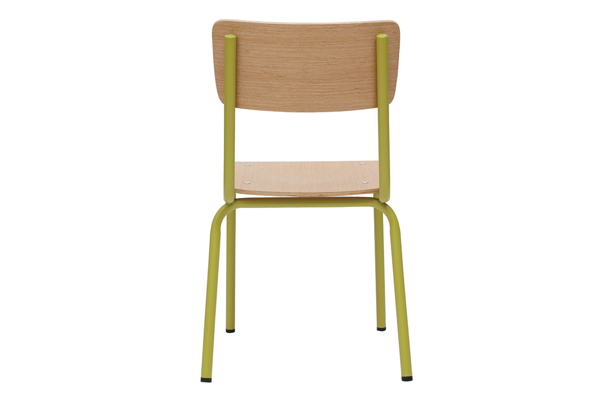 Chaises d'�coliers empilables en m�tal anis et bois clair (lot de 2) SCHOOL