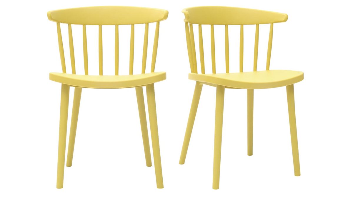 Chaises design  barreaux jaunes intrieur / extrieur (lot de 2) HOLLY