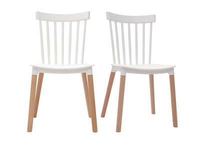 Chaises design bicolores blanc et bois (lot de 2) GAMBO
