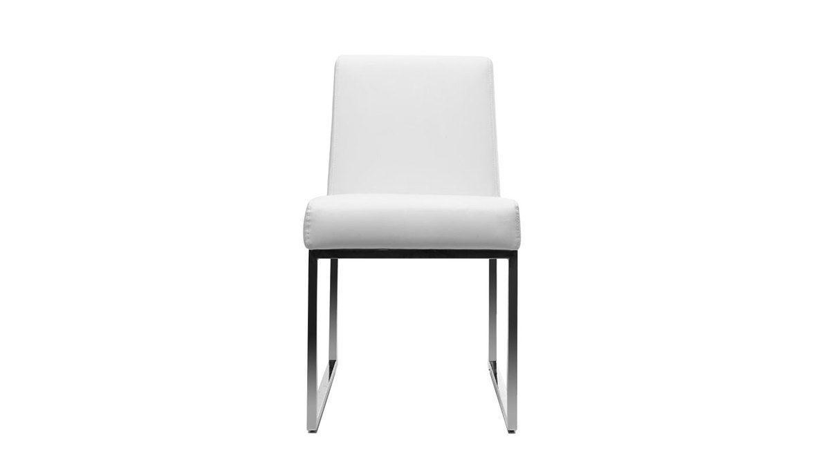 Chaises design blanc et acier chrom (lot de 2) JUNIA