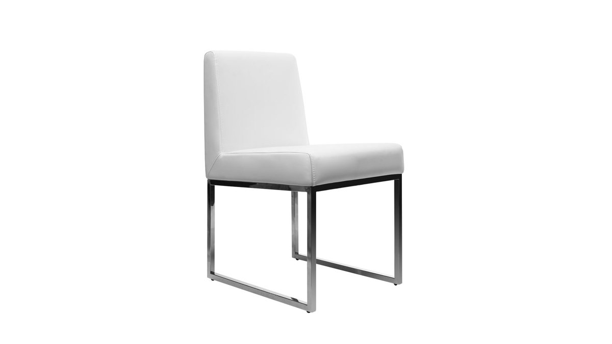 Chaises design blanc et acier chrom (lot de 2) JUNIA