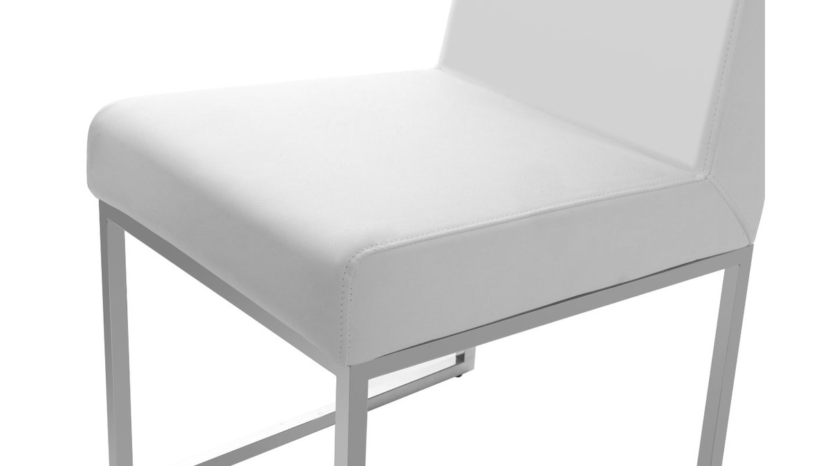 Chaises design blanc et acier chrom (lot de 2) JUNIA