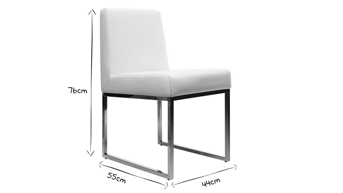 Chaises design blanc et acier chrom (lot de 2) JUNIA