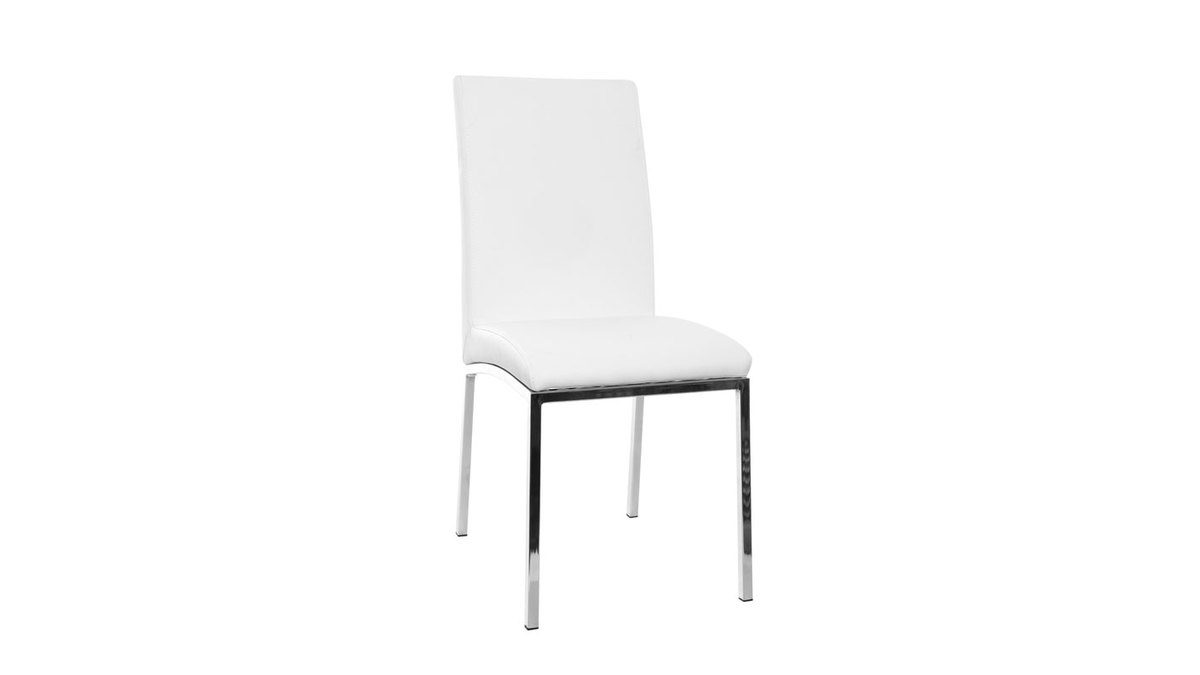 Chaises design blanc et acier chrom (lot de 2) SIMEA