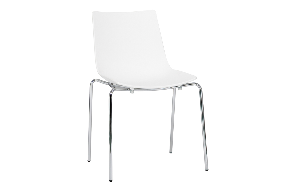 Chaises design blanches empilables avec pieds en m�tal (lot de 2) CELEBRATION