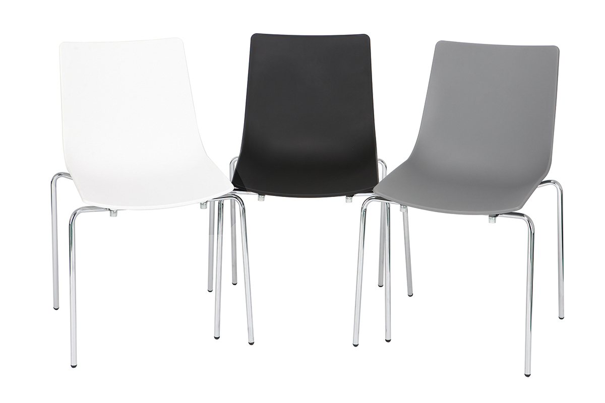 Chaises design blanches empilables avec pieds en m�tal (lot de 2) CELEBRATION