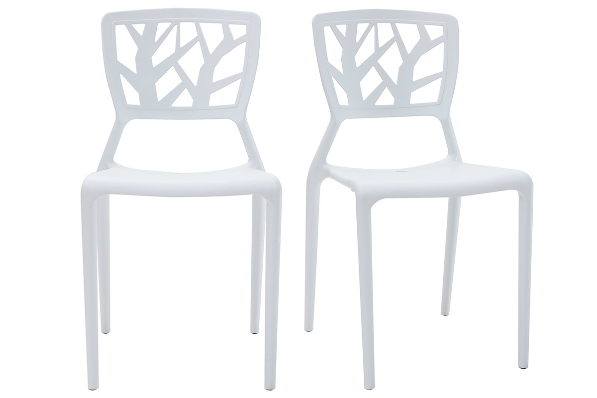 Chaises design blanches empilables intrieur / extrieur (lot de 2) KATIA