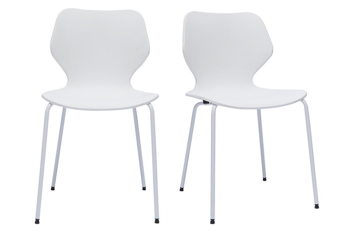 Chaises design blanches intrieur - extrieur (lot de 2) FLIP