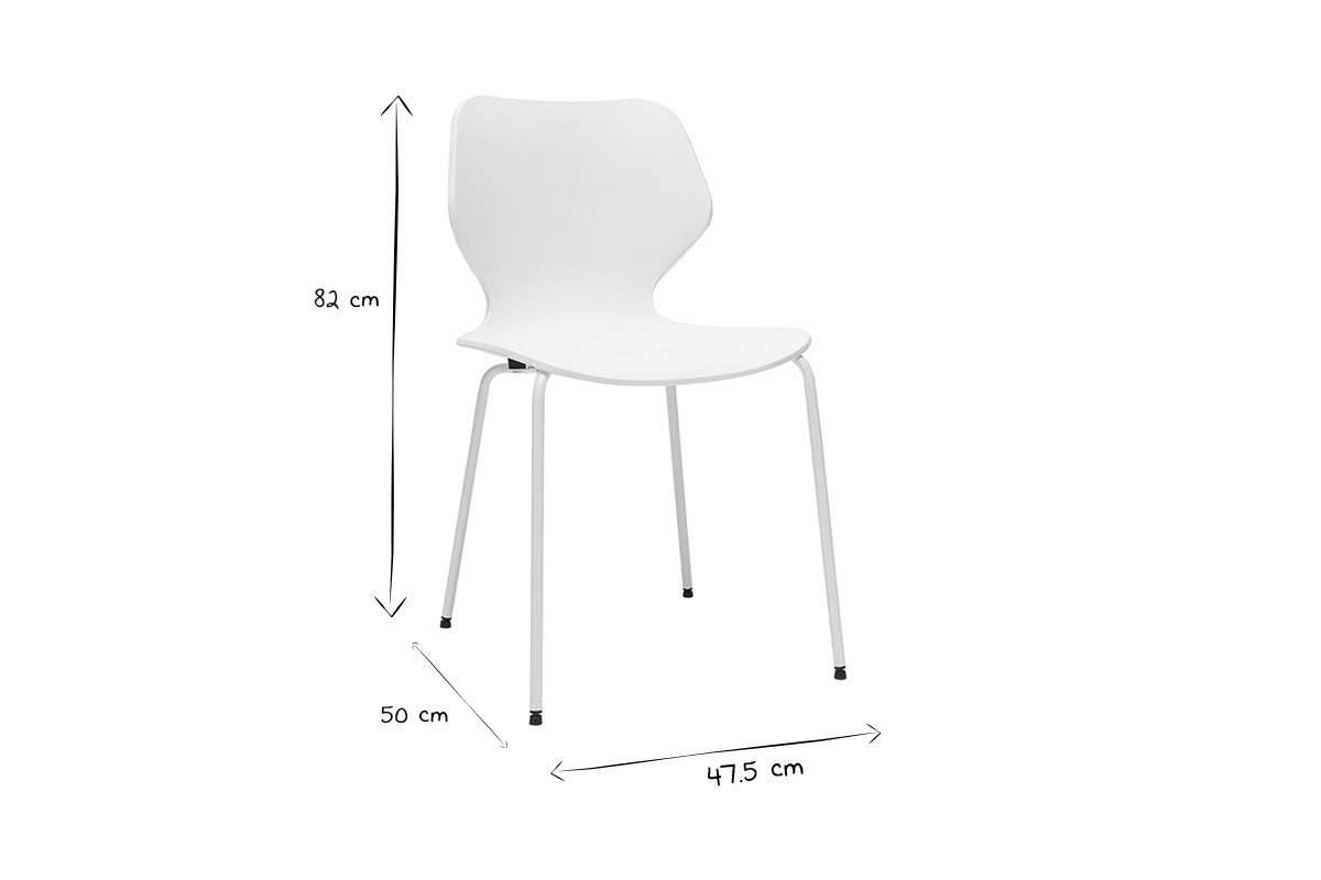 Chaises design blanches intrieur - extrieur (lot de 2) FLIP