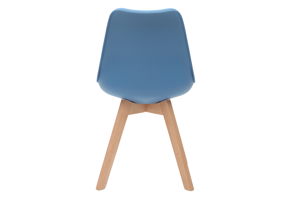 Chaises design bleu ciel avec pieds bois clair (lot de 2) PAULINE