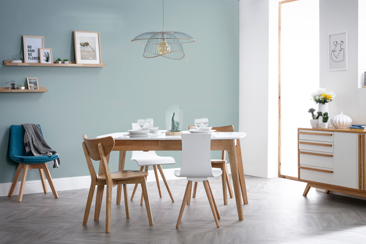 Chaises design bois et blanc (lot de 2) BALTIK