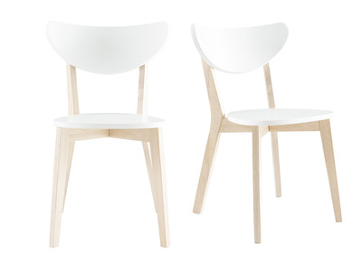 Chaises design bois et blanc - lot de 2 LEENA
