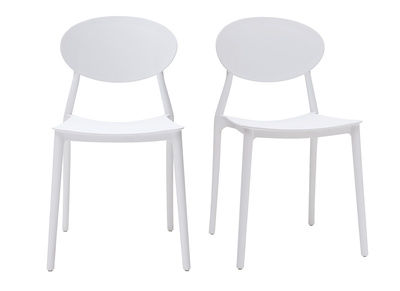 Chaises design empilables blanches intérieur - extérieur (lot de 2) ANNA