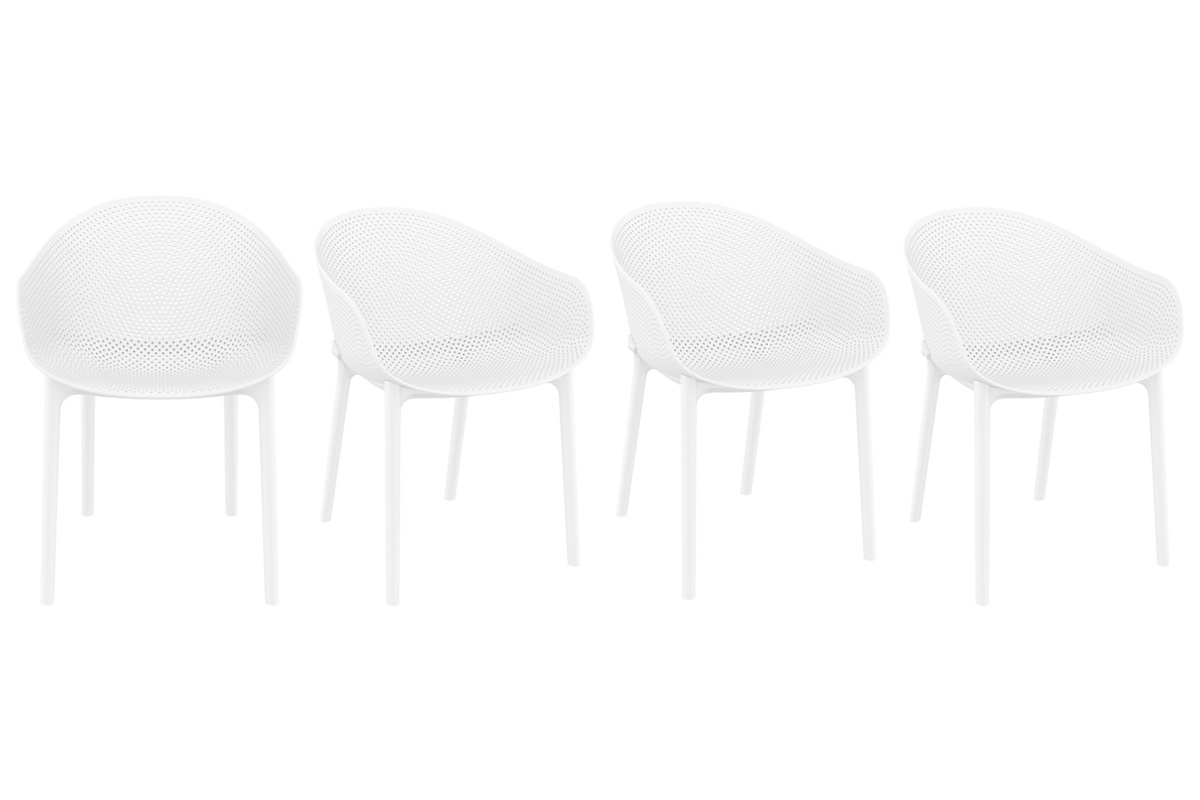Chaises design empilables blanches int�rieur / ext�rieur (lot de 4) OSKOL