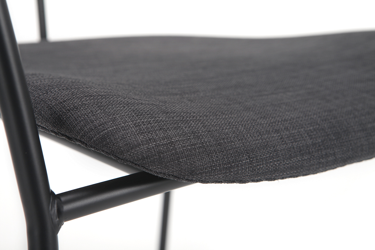 Chaises design empilables en m�tal noir et tissu gris fonc� (lot de 2) ANGEL