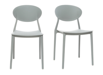 Chaises design empilables gris clair intérieur - extérieur (lot de 2) ANNA