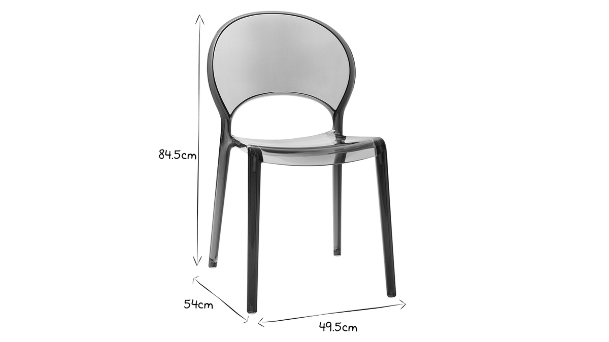 Chaises design empilables gris transparent intrieur - extrieur (lot de 2) YOPAL