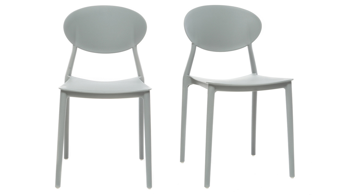 Chaises design empilables grises (lot de 2) ANNA