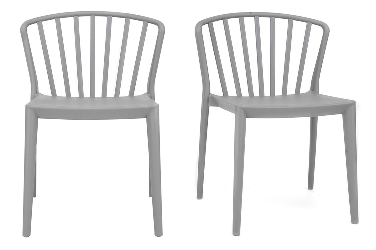 Chaises design empilables grises int�rieur / ext�rieur (lot de 2) PATIO