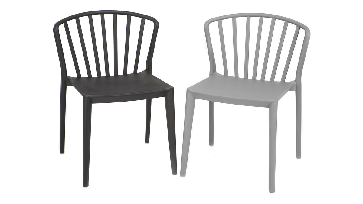 Chaises design empilables grises intrieur / extrieur (lot de 2) PATIO