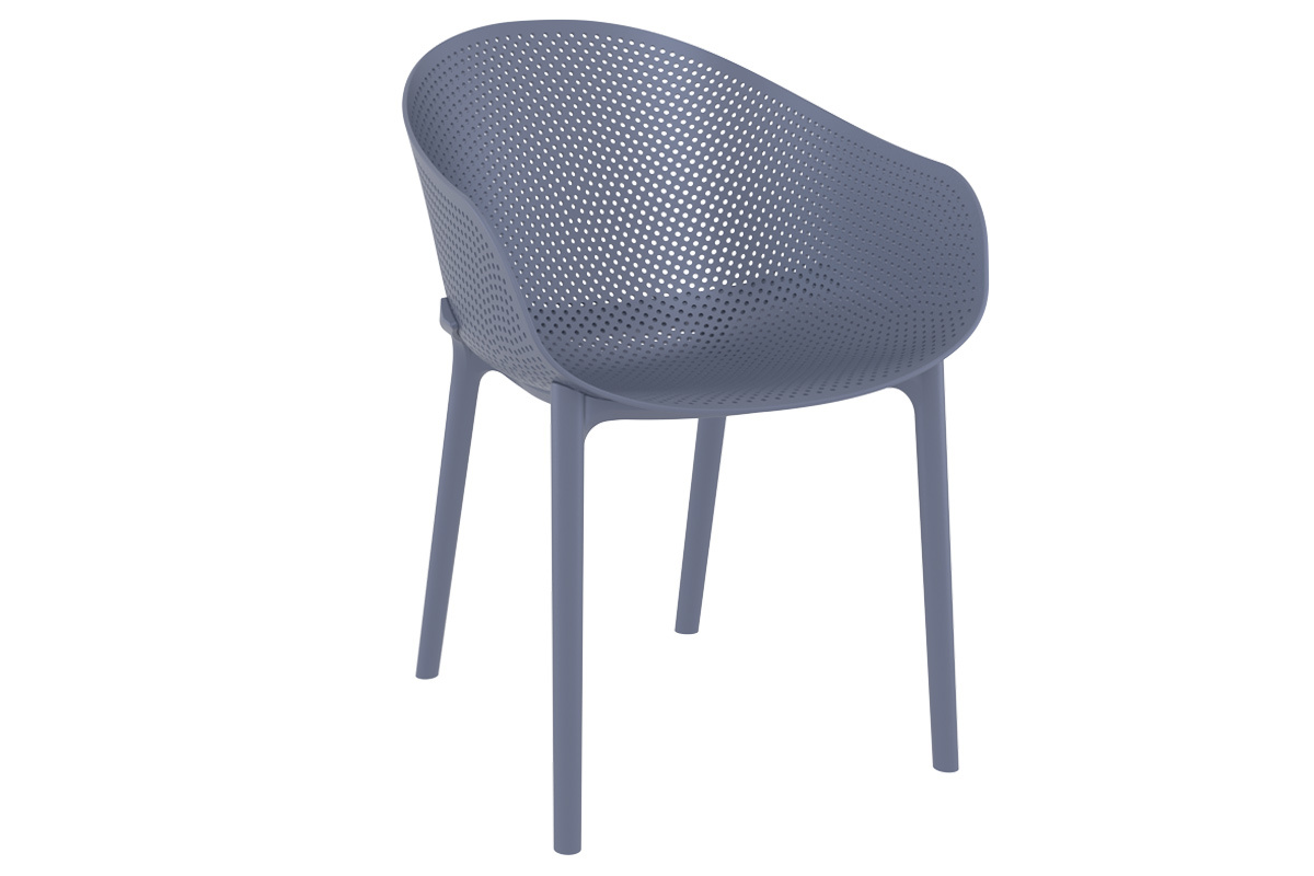 Chaises design empilables grises intrieur / extrieur (lot de 4) OSKOL
