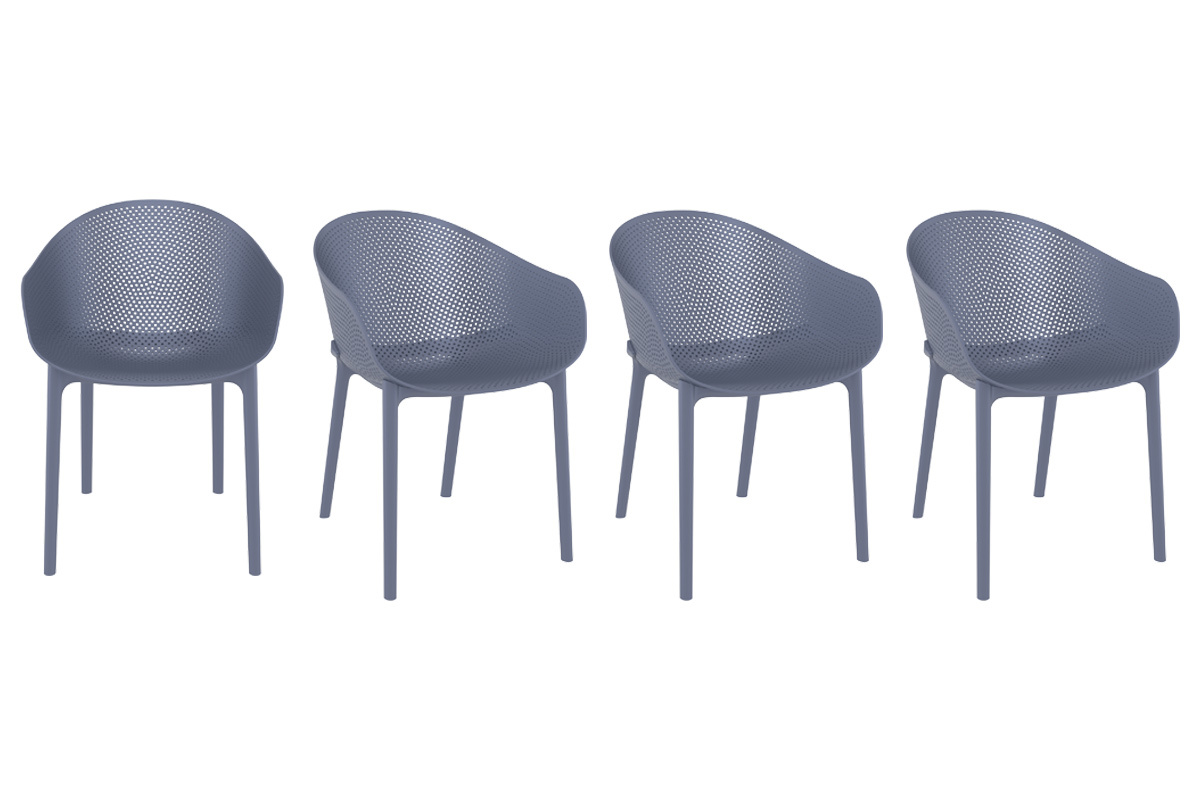 Chaises design empilables grises intrieur / extrieur (lot de 4) OSKOL