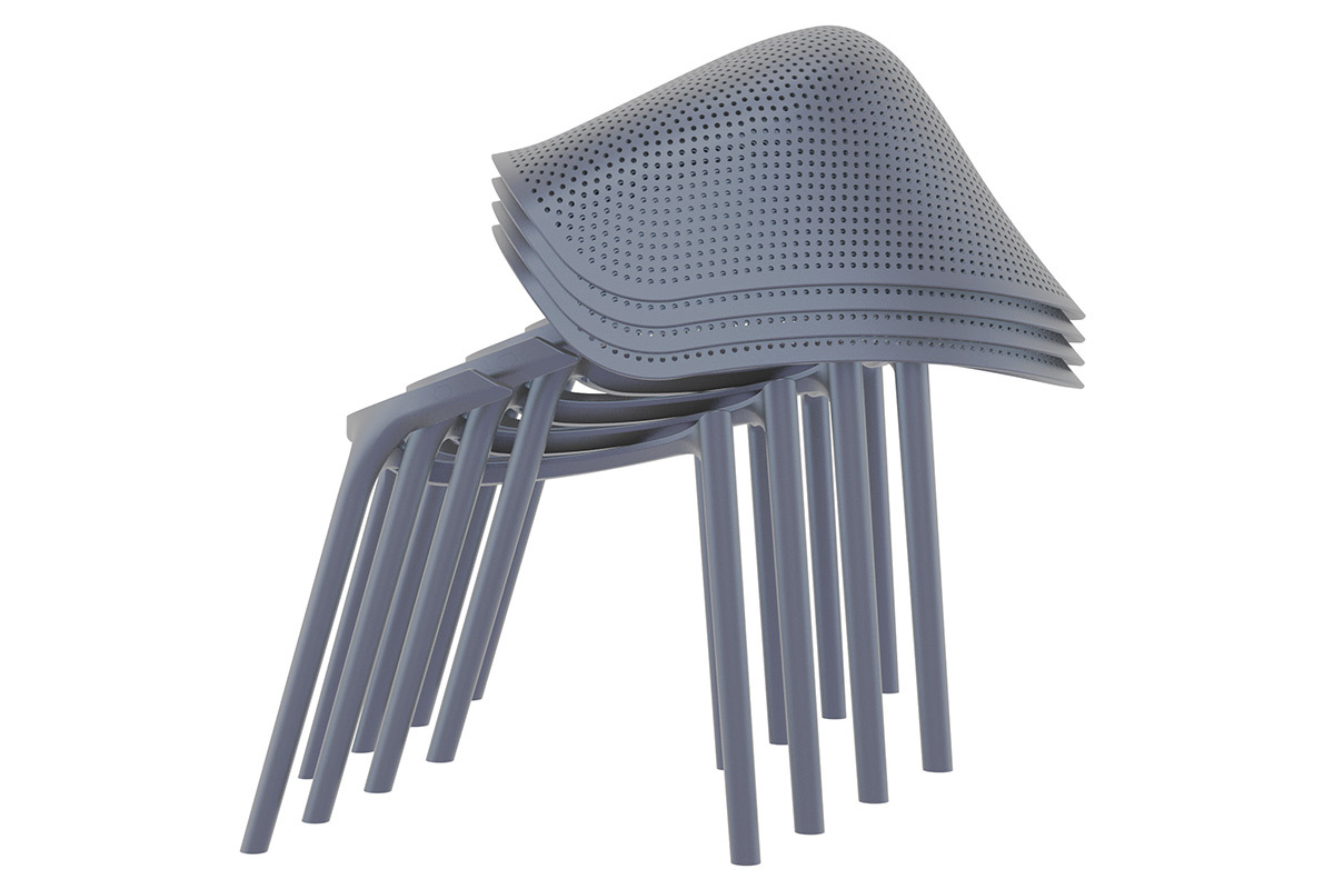 Chaises design empilables grises intrieur / extrieur (lot de 4) OSKOL