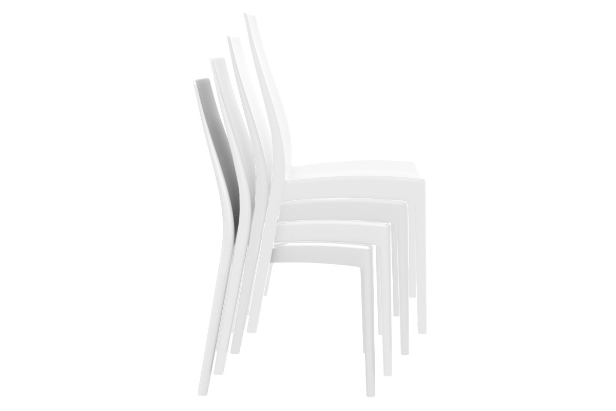 Chaises design empilables int�rieur / ext�rieur blanches (lot de 4) CONDOR