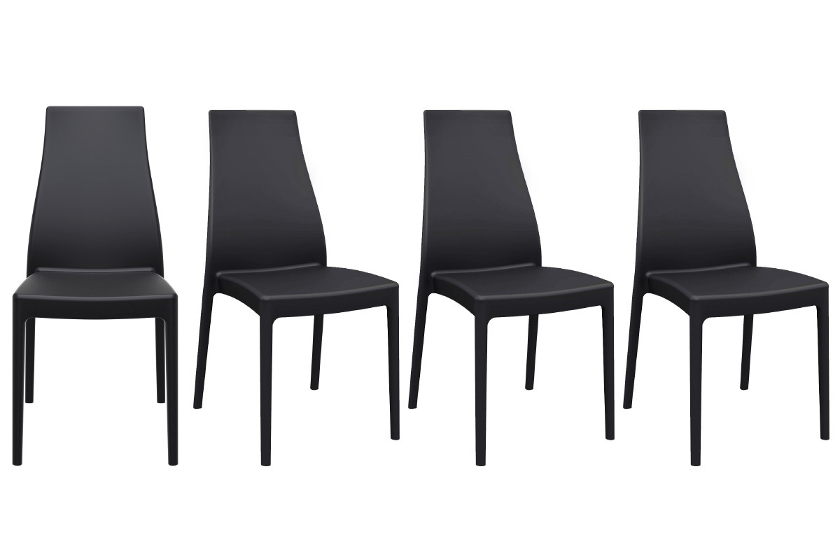 Chaises design empilables intrieur / extrieur noires (lot de 4) CONDOR