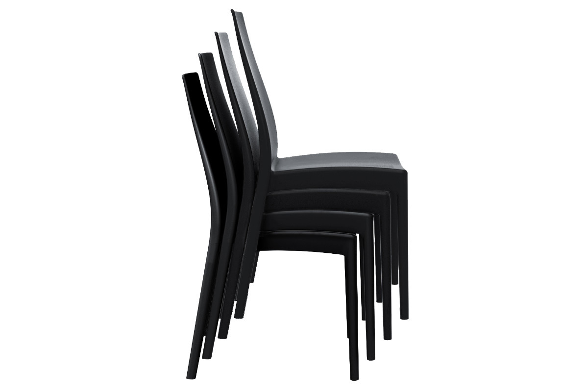 Chaises design empilables intrieur / extrieur noires (lot de 4) CONDOR