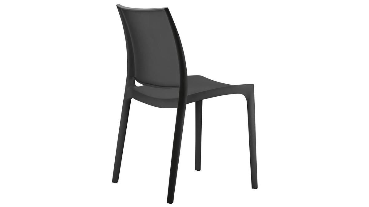 Chaises design empilables noires intrieur / extrieur (lot de 4) CALAO