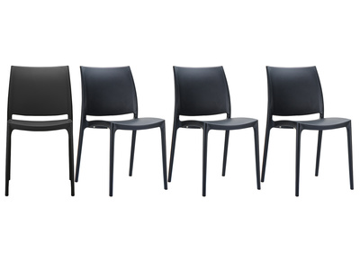 Chaises design empilables noires int&eacute;rieur / ext&eacute;rieur (lot de 4) CALAO