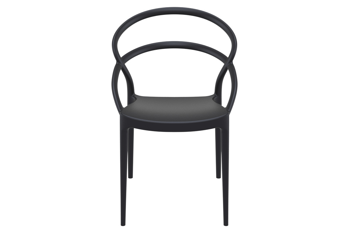 Chaises design empilables noires intrieur / extrieur (lot de 4) COLIBRI