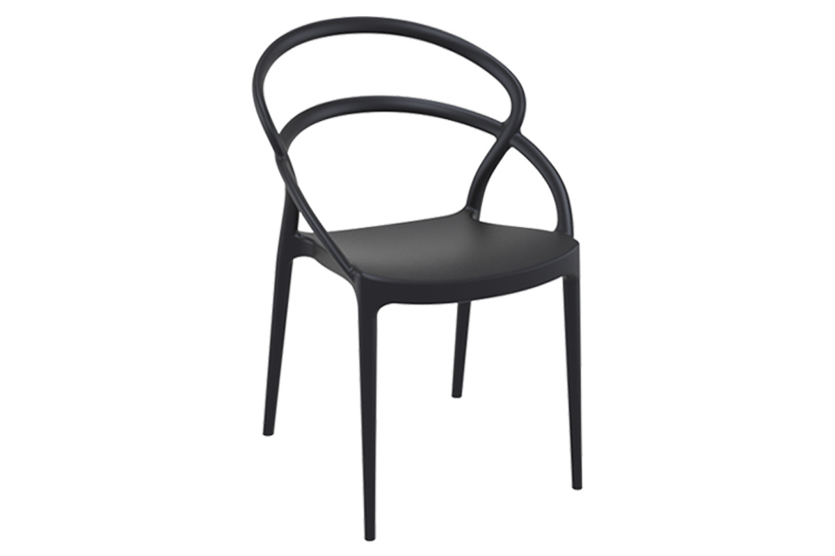 Chaises design empilables noires intrieur / extrieur (lot de 4) COLIBRI