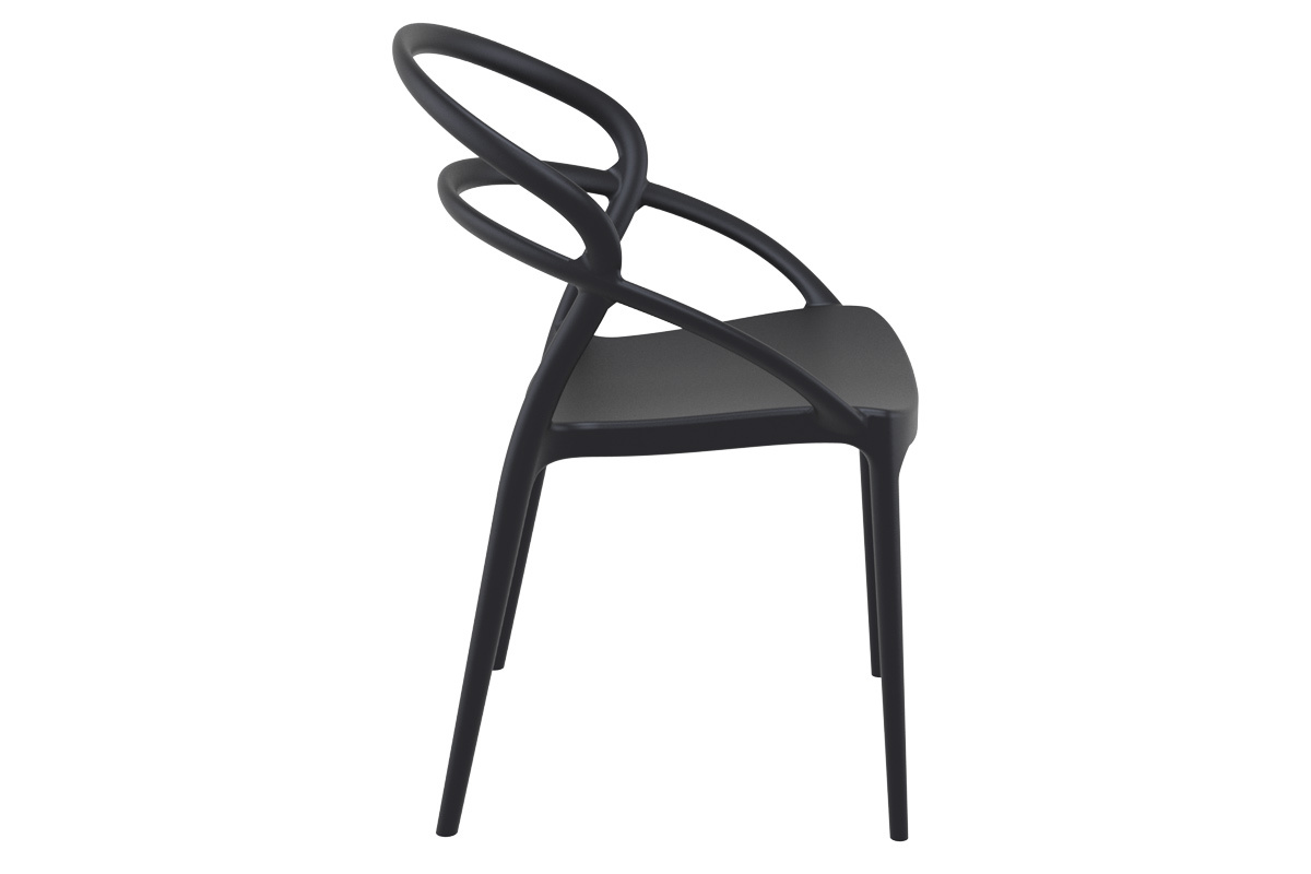 Chaises design empilables noires intrieur / extrieur (lot de 4) COLIBRI
