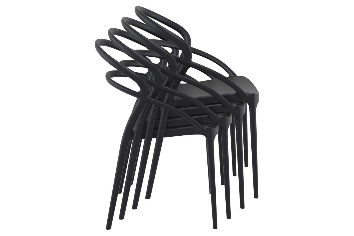 Chaises design empilables noires intrieur / extrieur (lot de 4) COLIBRI