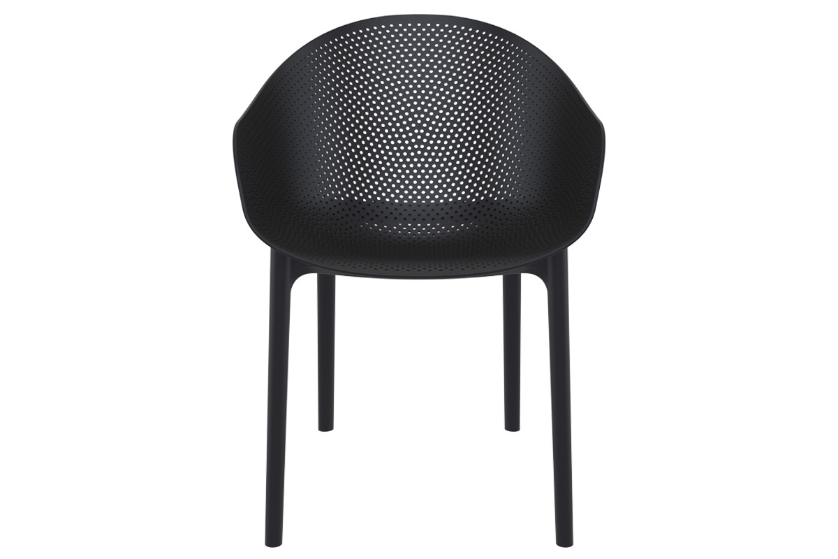 Chaises design empilables noires int�rieur / ext�rieur (lot de 4) OSKOL
