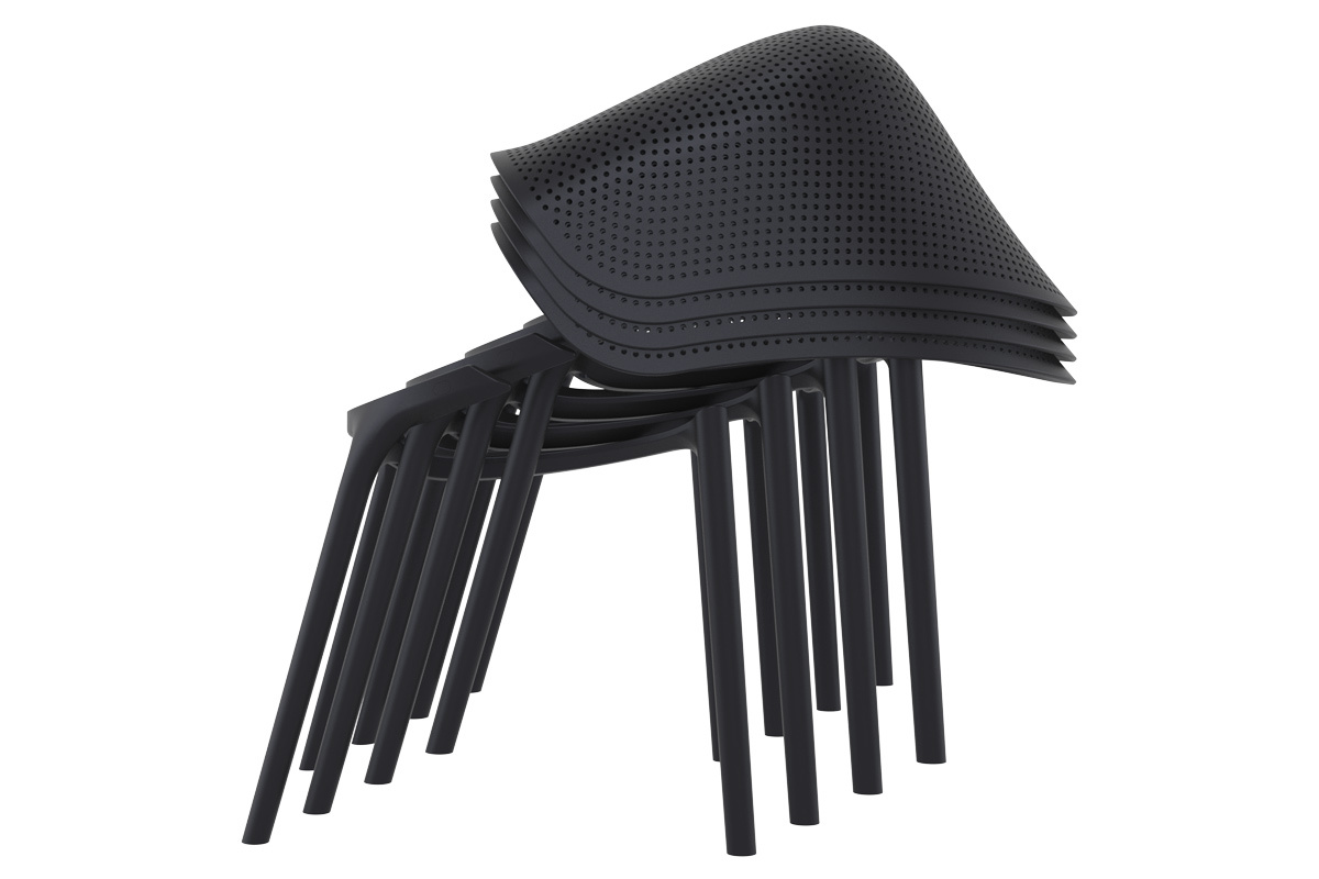 Chaises design empilables noires int�rieur / ext�rieur (lot de 4) OSKOL