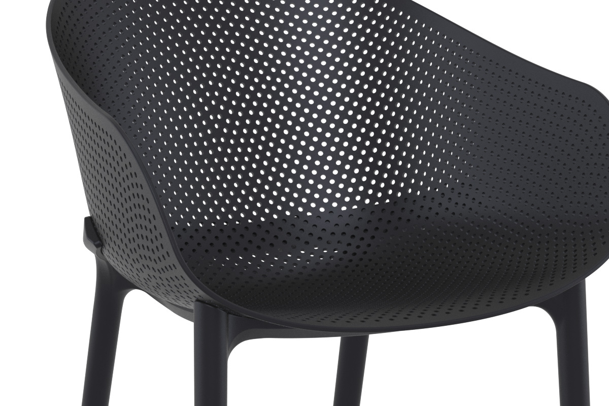 Chaises design empilables noires int�rieur / ext�rieur (lot de 4) OSKOL