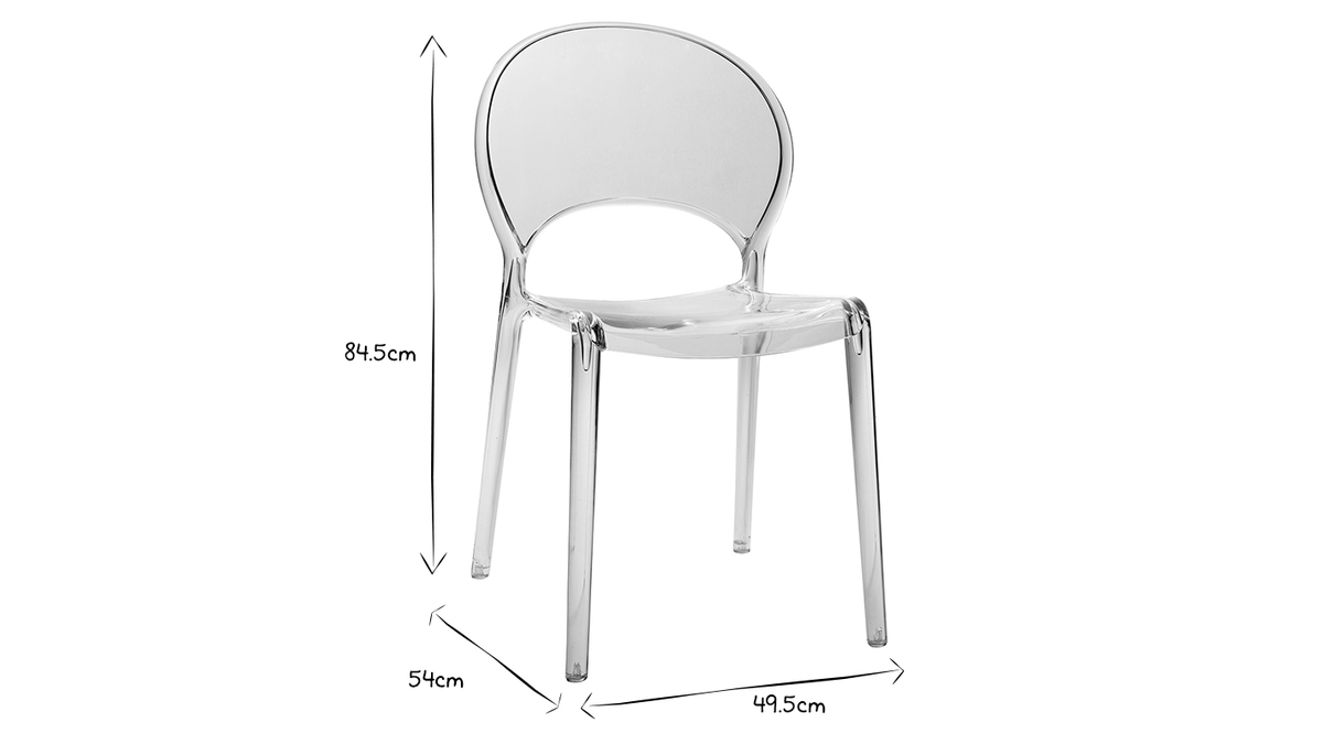 Chaises design empilables transparentes intrieur - extrieur (lot de 2) YOPAL